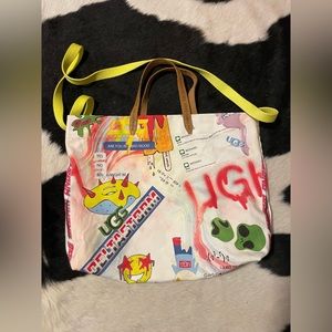 UGG Large Graffiti Canvas Tote Bag Alien Delta Storm